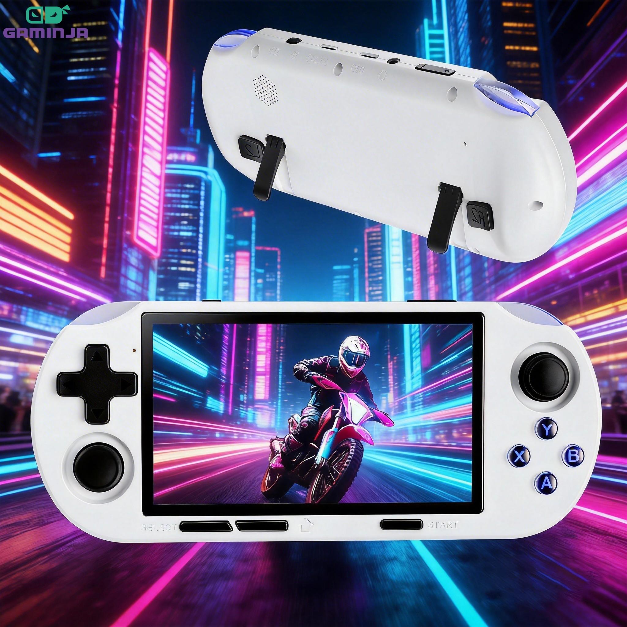 GAMINJA 4.5 Inch Classic Composite Game Console, Dual 360° Joysticks, 14+ Emulators, 12000+ Games, Portable for Home, Travel, Holiday Gifts