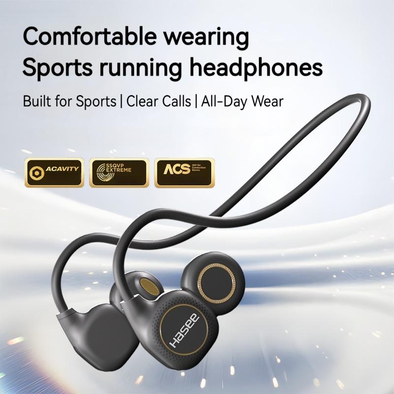 Open-Ear Neckband Headphones, Wireless Air Conduction Headphones, Hi-Fi Sound, LED Battery Display, Clear Call Noise Reduction Mic, Lightweight Secure Fit, Bluetooth 5.4, Sweatproof Sports Headphones for Running & Workout – New Year Gifts for Men & Women