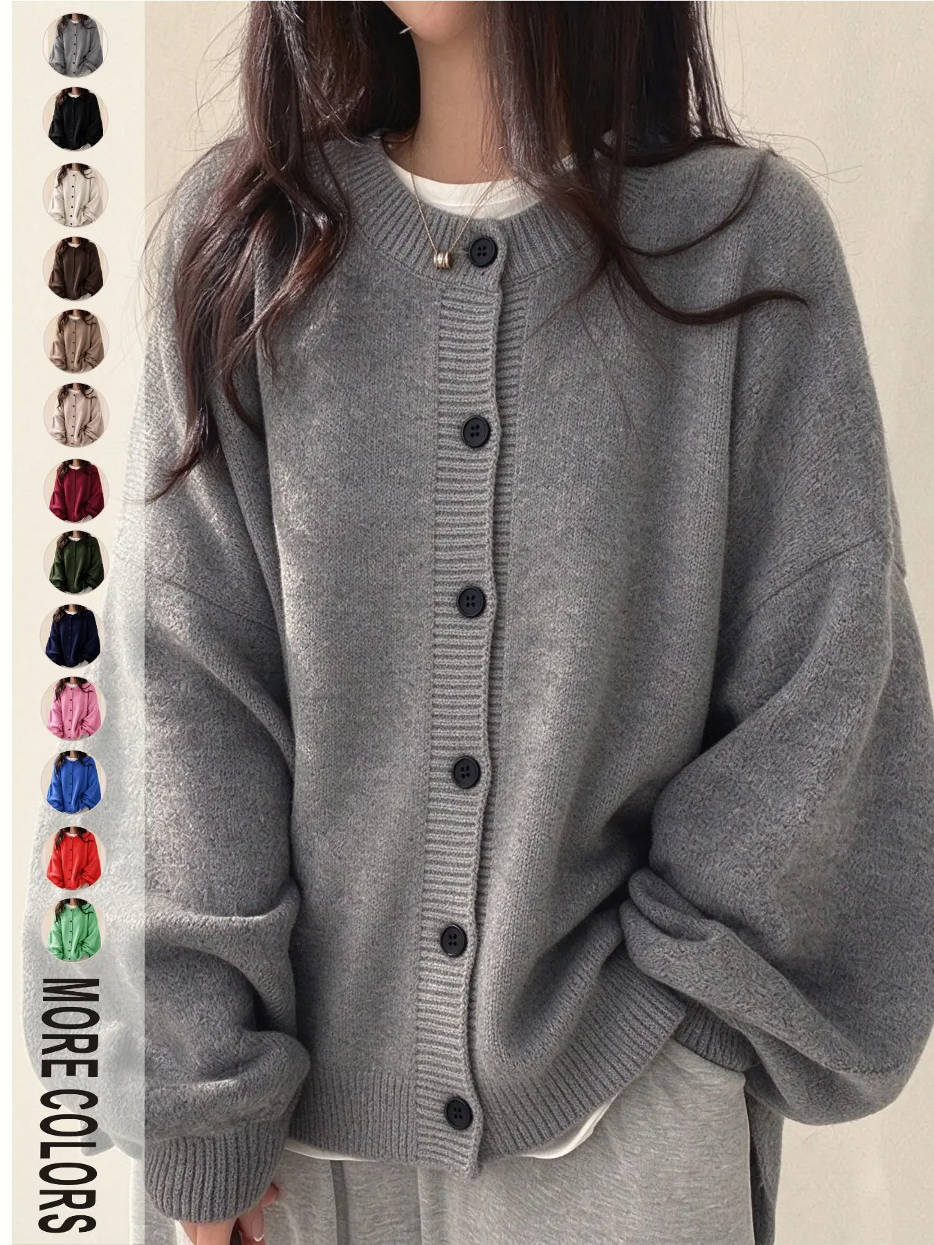 【Black Friday】Women's Solid Color Button Front Cardigan, Casual Basic Long Sleeve Knitwear for Daily Wear, Women's Knit Clothing for All Seasons, Womenswear