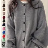 【Black Friday】Women's Solid Color Button Front Cardigan, Casual Basic Long Sleeve Knitwear for Daily Wear, Women's Knit Clothing for All Seasons, Womenswear