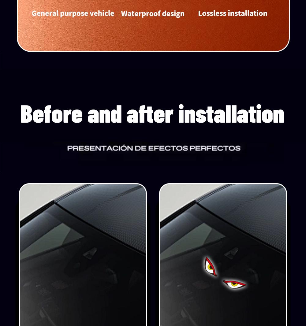 Car Rear Window LED Dynamic Display Light, Vampire Devil Eye Emoji Panel, Auto Decorative Light