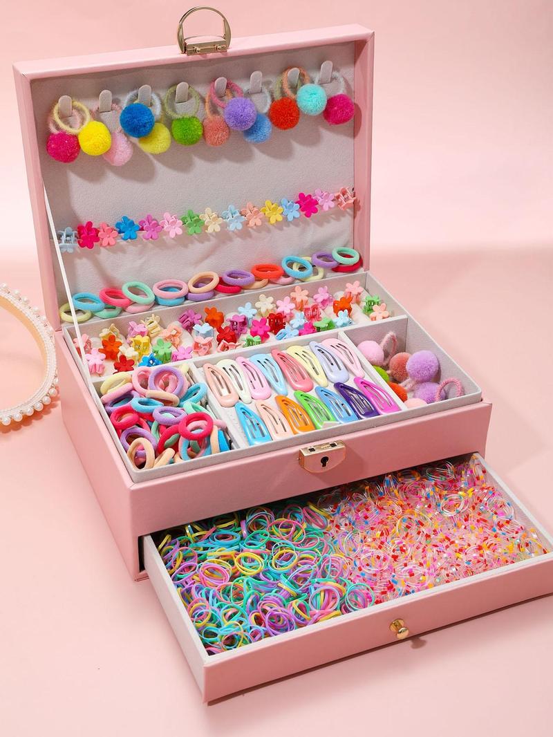 Random Color Hair Accessories Set, Elastics Cute Hair Ties & Clips & Claws, Fashion Hair Accessories for Women & Girls