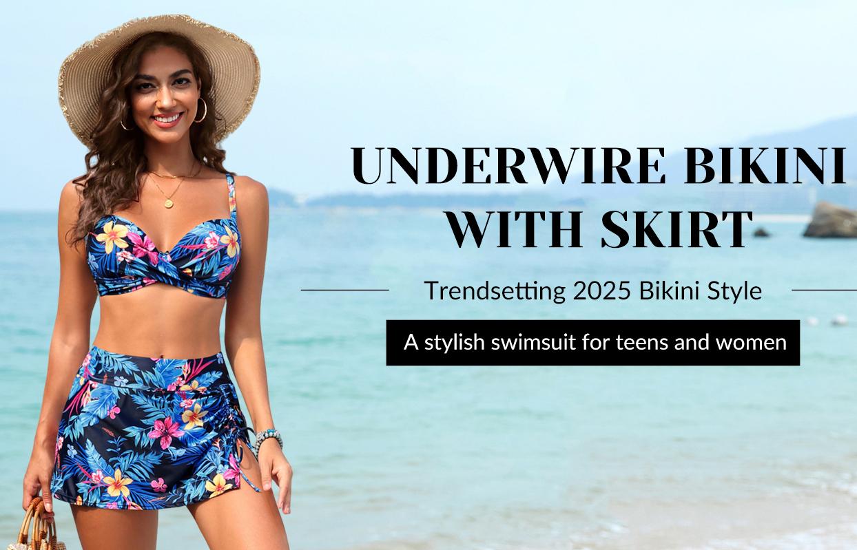 Yonique Womens Underwire Bikini with Skirt - Push Up Bathing Suit Two Piece High Waisted Swimsuit 2026 Swimwear