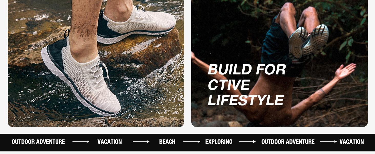 ALEADER Men's Lightweight Quick Drying Barefoot Aqua Water Shoes with 3D Dual Cushion & XDRAIN Tech for Swimming, Hiking, Beach Sports, Kayaking, Diving, Outdoor Activities - Watershoes SpringStatements