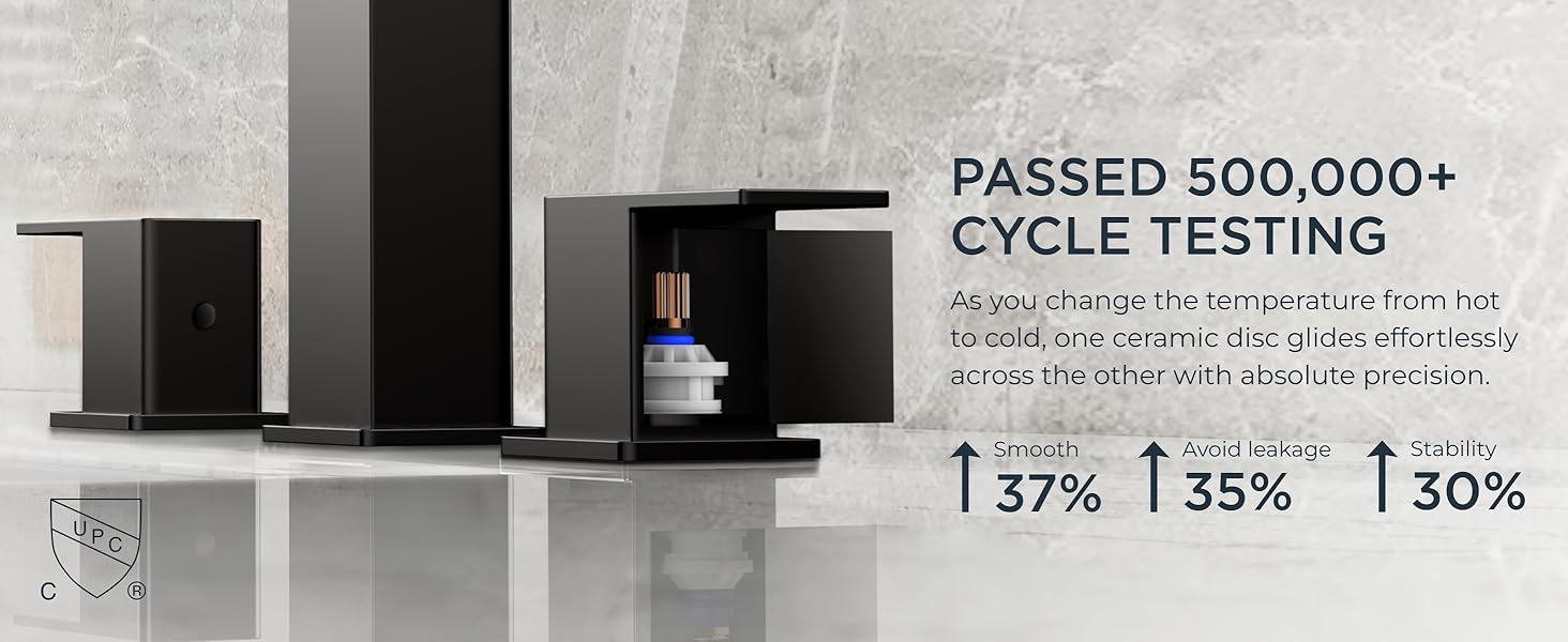 FORIOUS Bathroom Faucets, Waterfall Bathroom Faucet 3 Hole, 8 Inch Widespread Bathroom Sink Faucet with Metal Pop-up Drain and Hose, for Sink Vanity