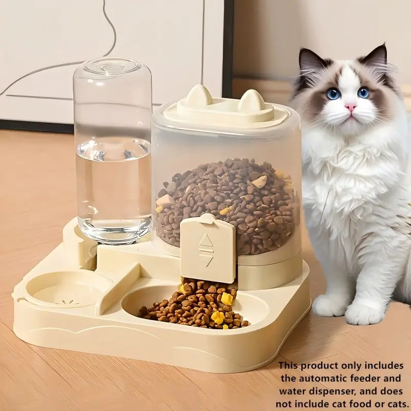 2-in-1 Large Capacity Automatic Pet Feeder & Water Dispenser, Separate Dry & Wet Areas, Durable Plastic with Transparent Design, Battery-Free Operation, Ideal for Indoor Cats & Dogs, Perfect for Travel & Healthy Feeding