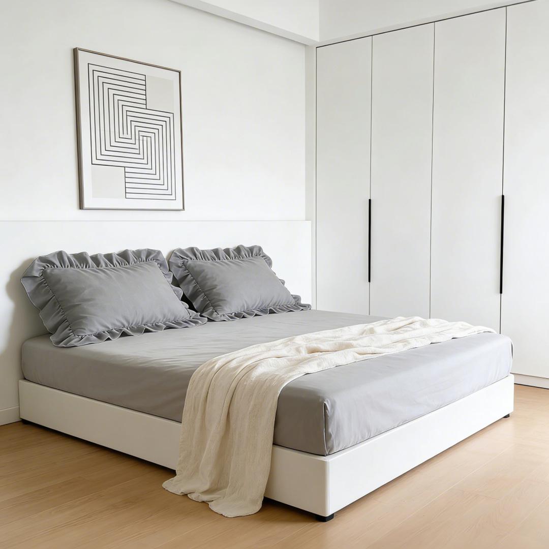 2Pcs French Ruffle Throw Pillowcases, Solid Color Gentle Design, Skin-friendly Breathable and Comfortable, Suitable for Bedroom, Dorm and Home Decoration Daily Use