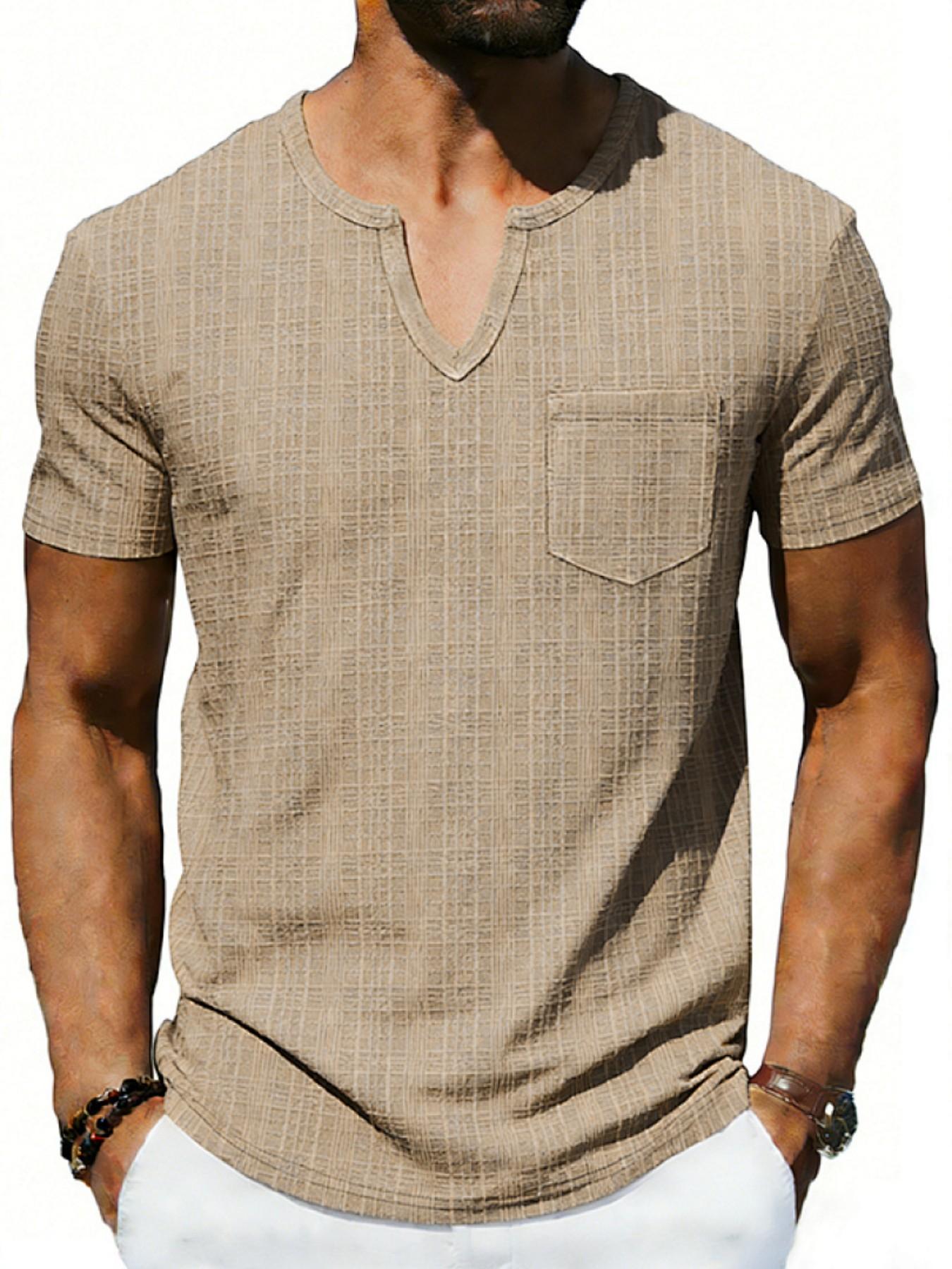 Men's Summer V-Neck Short Sleeve T-Shirt, Breathable Loose Fit Quick-Dry Top, Casual Street Style, Ideal for Daily Wear
