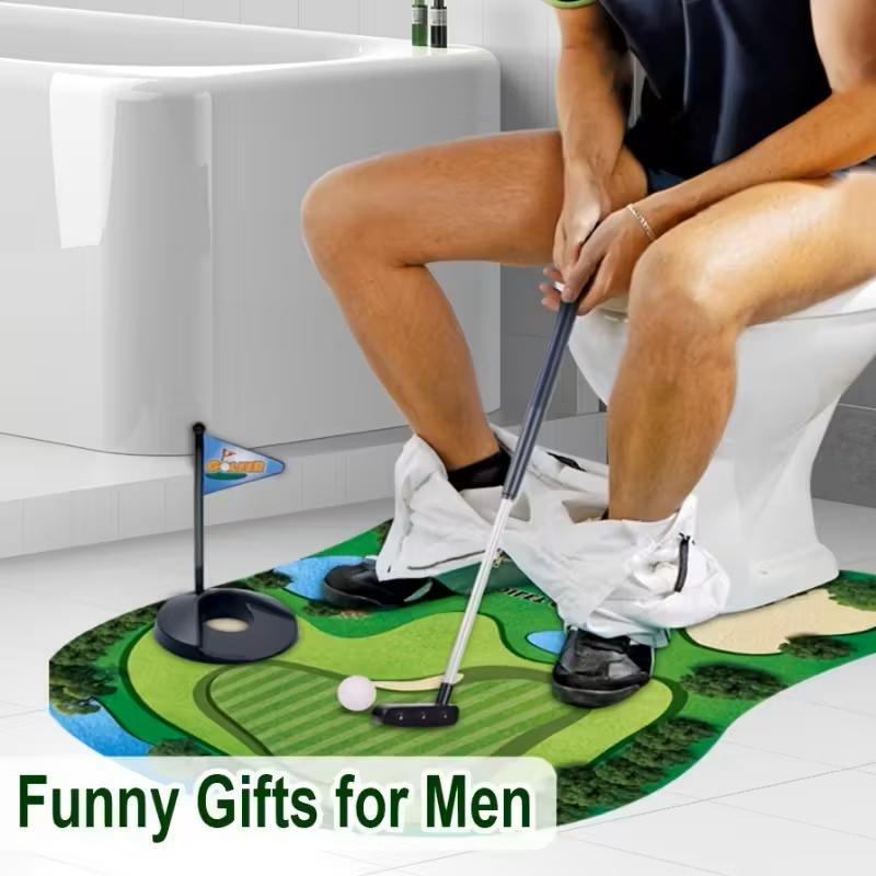Mini Golf Game Set for Any Bathroom, Engaging Bathroom Accessory, Toilet Game, Perfect Gift for Dad and Husband, Funny Prank Gift for Boyfriend, Fun Accessories, Unique Decoration