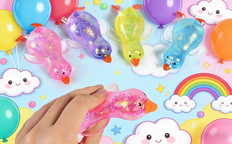 Cute Duck Squishy Sugar Stress Ball, Glitter Stress Relief Toy, Fun Gift for Office, Desk, Party, Easter Basket Stuffer, Ages 3+
