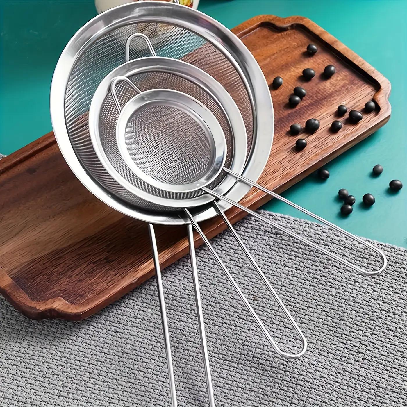 Kitchen Straining Tools Examples 3-Pack Stainless Steel Fine Mesh Strainers with Comfort Handles - Rust ...