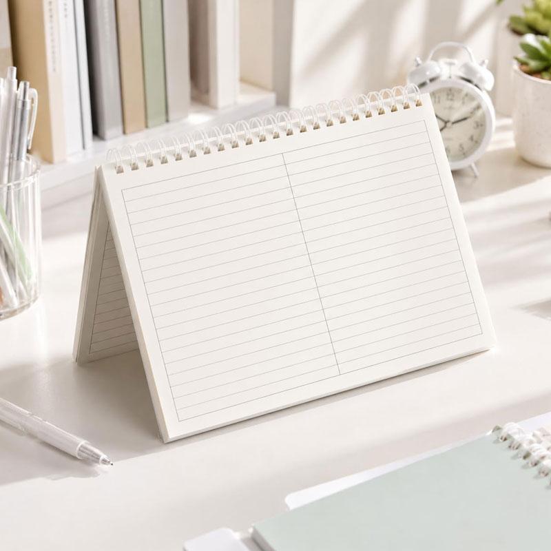 1 spiral notebook, PVC soft cover coil notebook - horizontal layout with separate sections and columns, B5 size, suitable for study notes, work records, mind mapping, for students and office workers, Spiral Bound Notebook