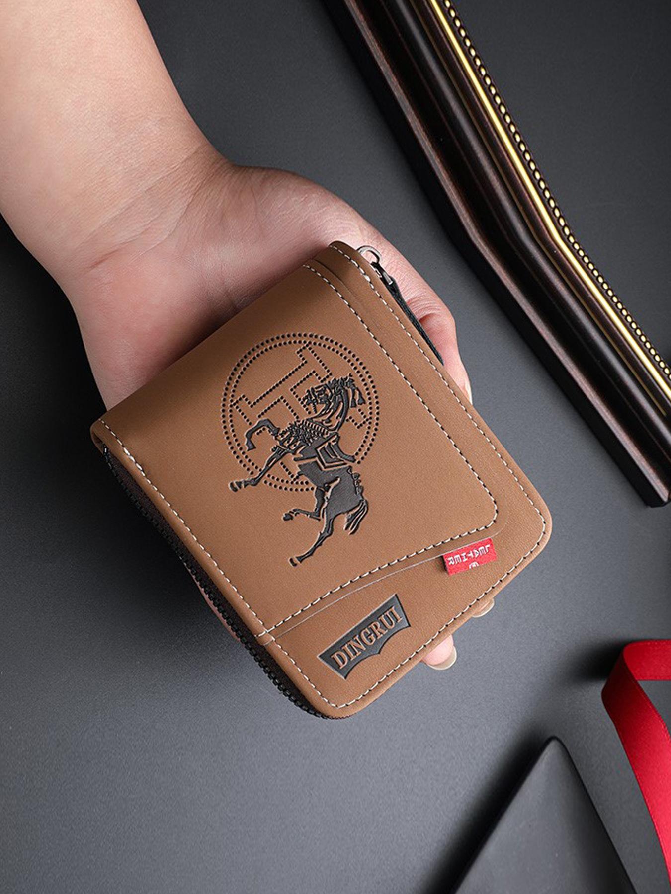 Men's PU Zipper Wallet, Business Fashion Wallet, Durable Fashion Wallet, Rfid Secure, Rfid Blocking Bifold Wallet, Large Capacity, Double Fold Design, Multi-Card Slots, Coin Purse & Credit Card Holder