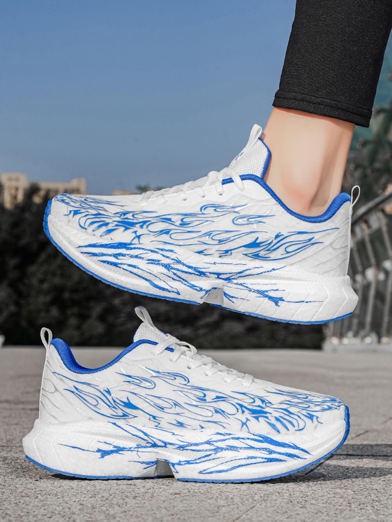 Unisex Black-Red Flame Running Shoes: Cushioned Rebound Design, Professional Marathon & Training Sneakers