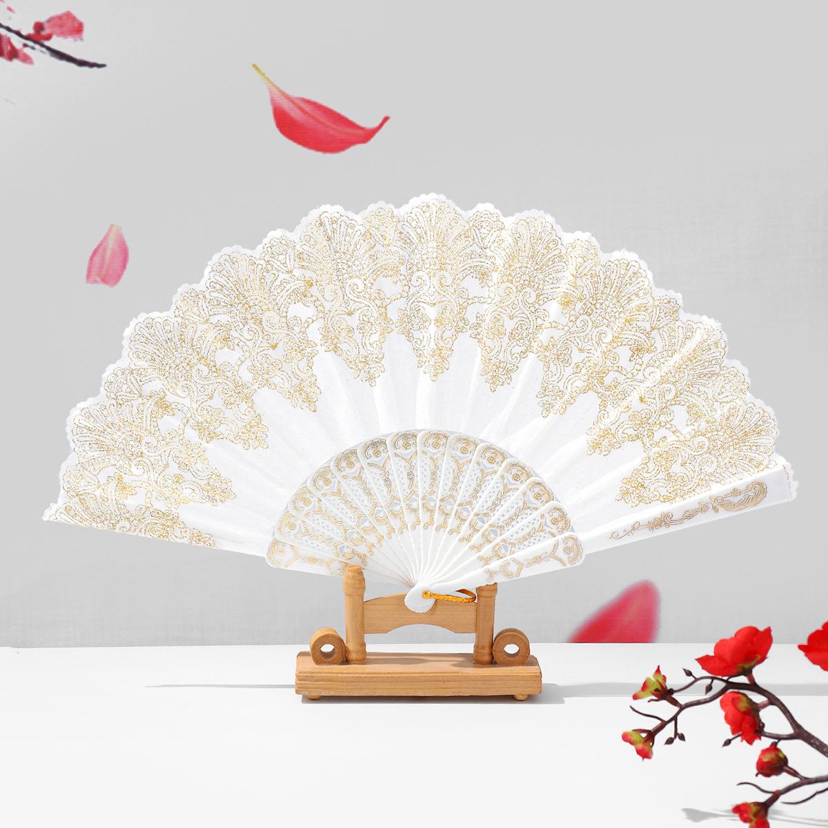 Chinese Style Folding Fan, Portable Folding Fan, Auspicious Cloud Pattern, Plastic Dance Foldable Hand Fan, Traditional Asian Design, Elegant Accessory