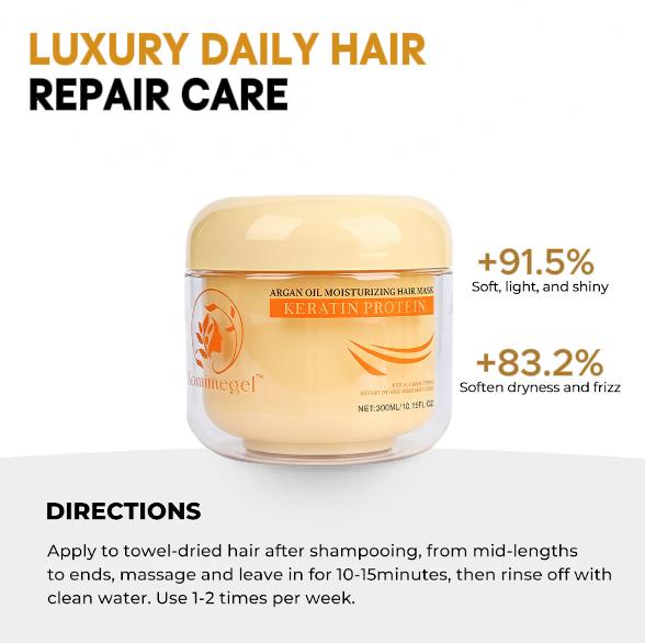 Aomimegel Simple Clean Hair Mask with Collagen & Argan Oil - Gentle Deep Conditioning Treatment for Hair & Scalp Care hair collagen hair mask shampoo Silicone-Free Keratin Anti-Frizz Alcohol-Free Nourishing Moisturizing / Hydration based hair products