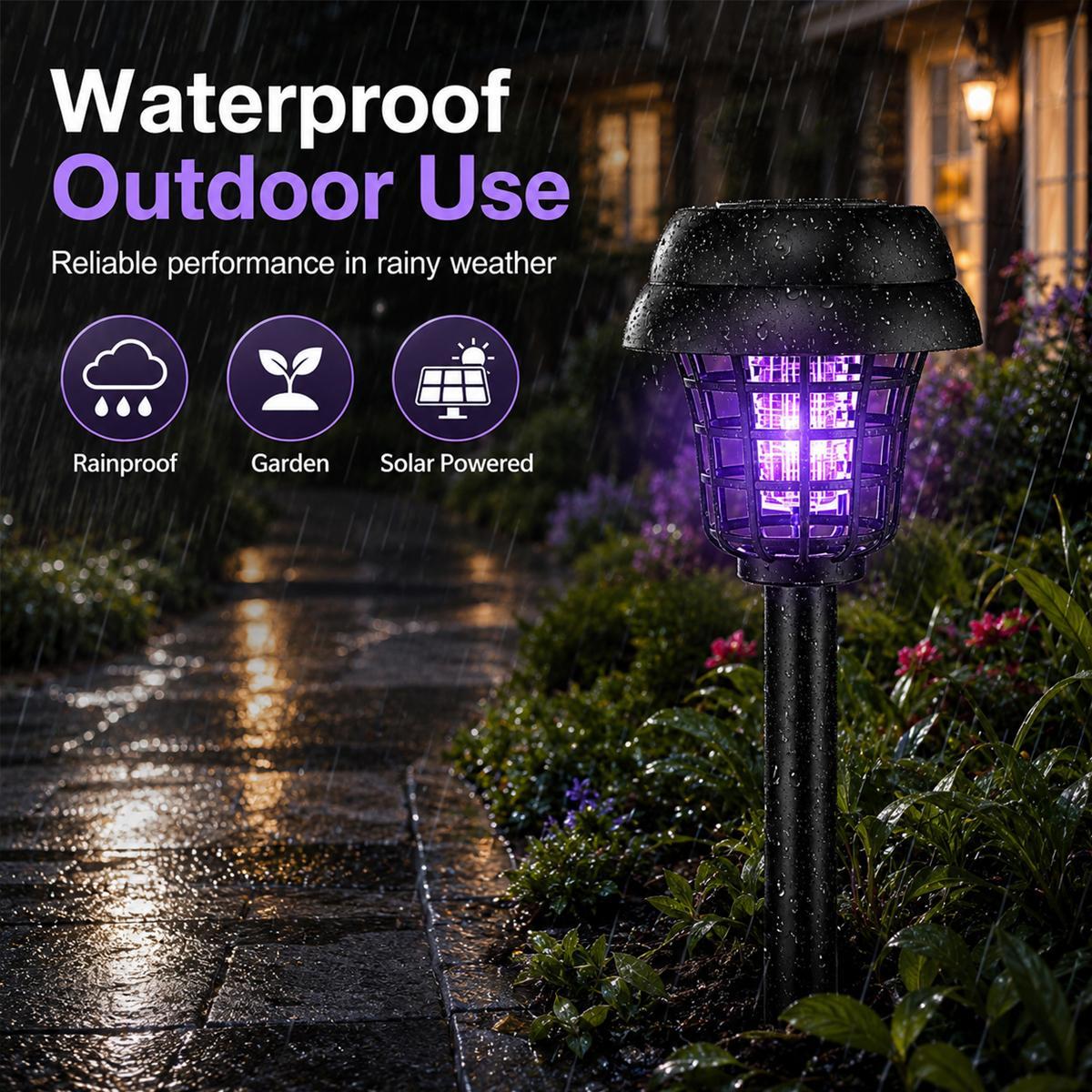 4PCS Solar Bug Zapper Lights Outdoor, 2-in-1 Mosquito Killer and Garden Pathway Lights, Waterproof Solar Powered Insect Trap with Auto Dusk to Dawn Lighting, Cordless Fly, Gnat and Moth Control for Backyard, Patio, Lawn, Camping and Outdoor Living