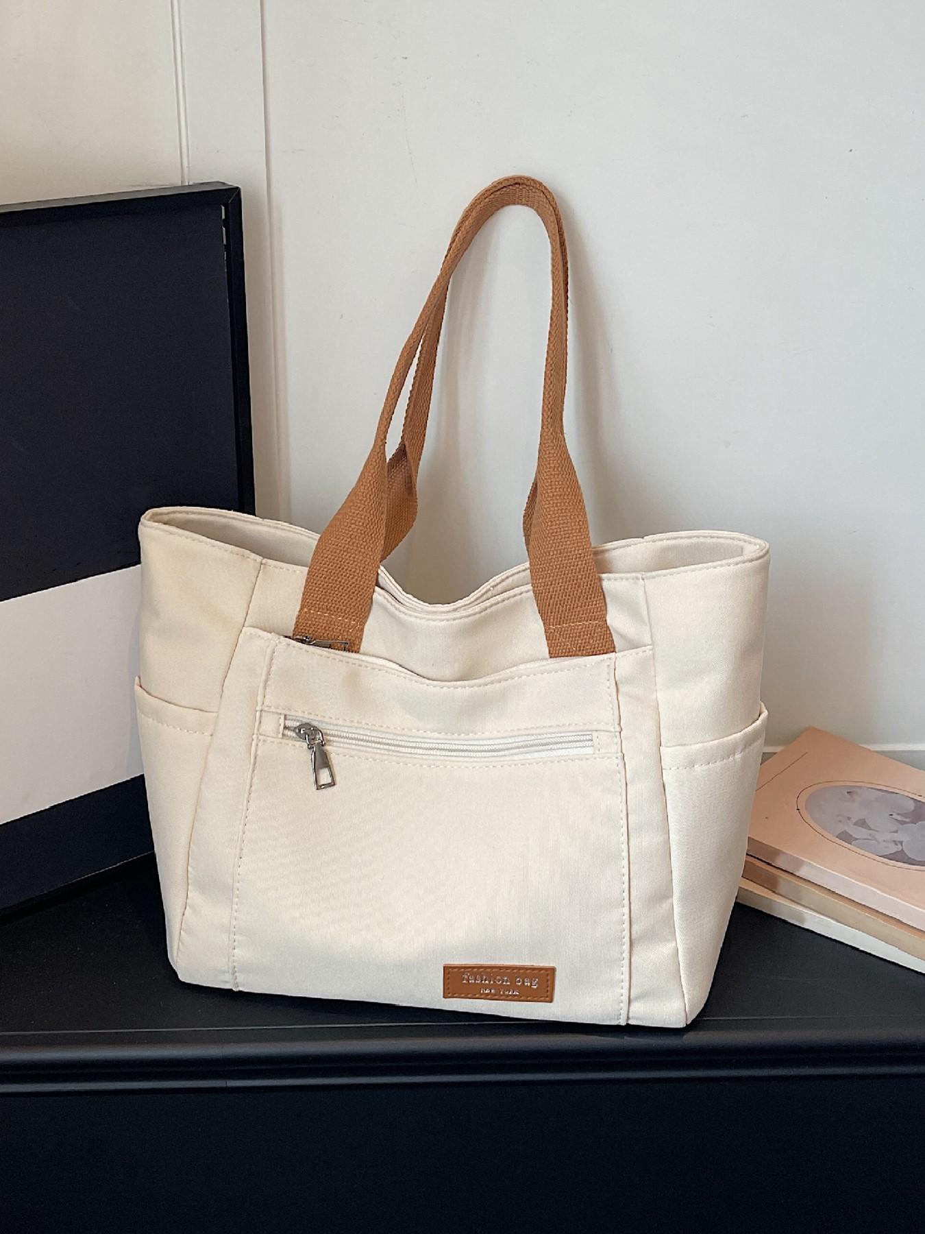 Large Capacity Multi-Compartment Canvas Tote Bag, Women's Casual Practical Shopping Bag, Fashion Daily Commute Crossbody Bag, Fashionable Tote Bag