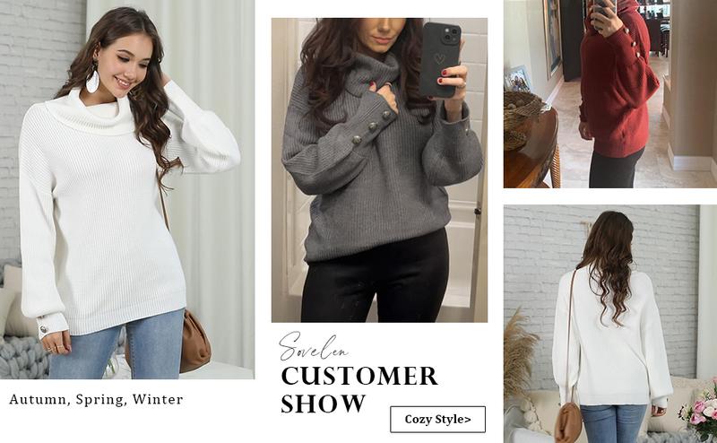 Saodimallsu Womens Oversized Turtleneck Chunky Pullover Sweaters Cowl Neck Long Sleeve Winter Slouchy Loose Knit Sweaters