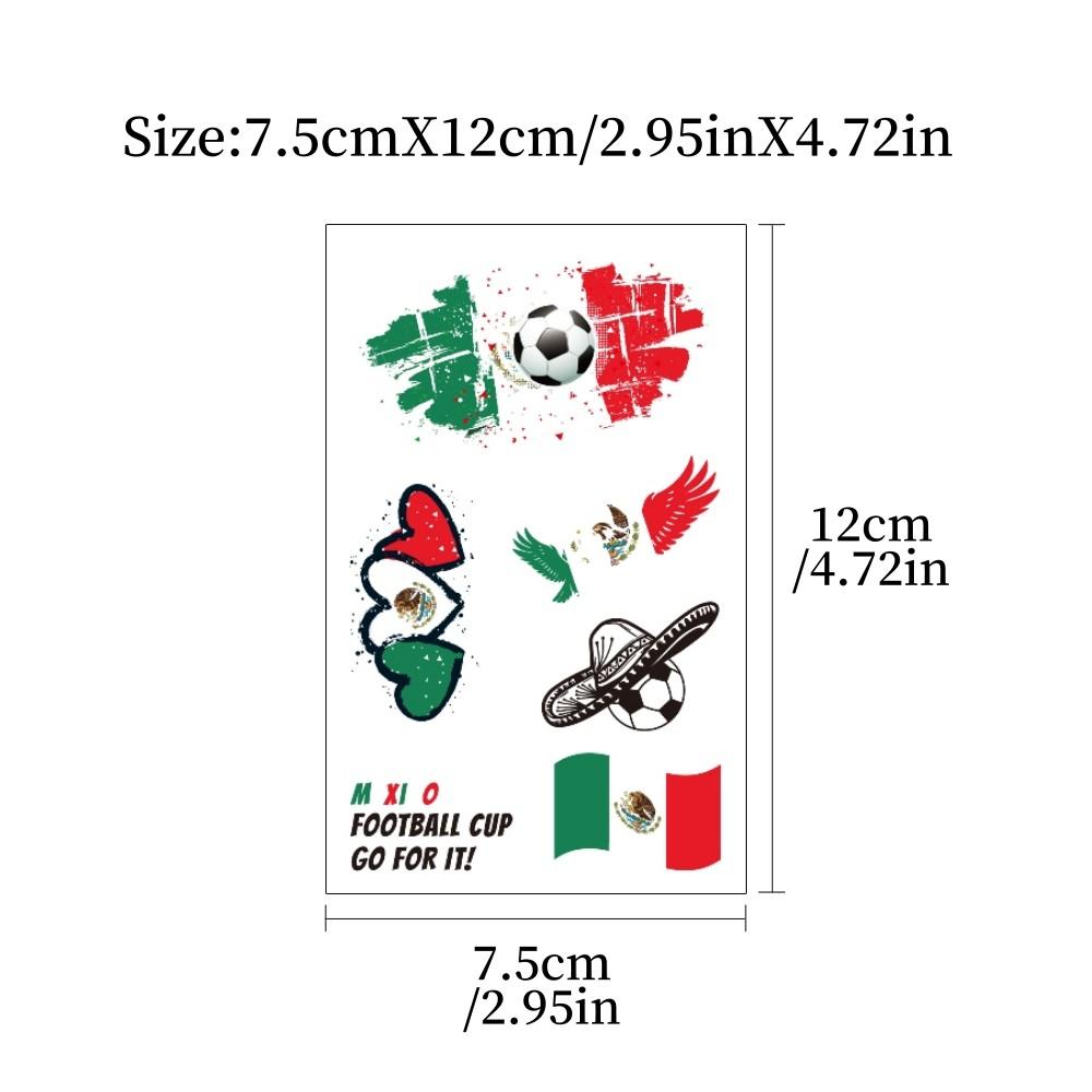 5 PCS Set Mexican Flag Football Temporary Tattoos, Waterproof Fan Face Stickers, Sports Event Party Body Decorations, Facial Arm Use