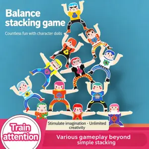Stacking Toy Set, 16 Piece Circus Acrobats Interlocking Blocks, Balance Building Game Puzzle Toys for Kids Aged 3+, Adult Playtime Fun