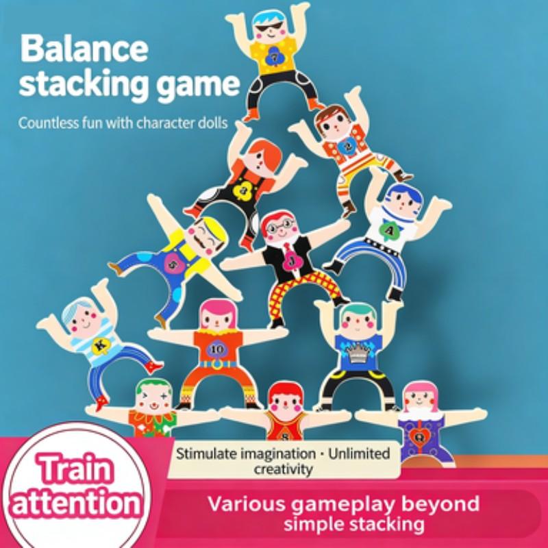 Stacking Toy, 48 Pieces Circus Acrobats Interlocking Puzzle, Balance Blocks Game, Toddler Jigsaw Toy, Suitable for Kids Aged 3+