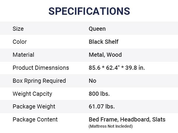 Allewie Modern Twin/Full/Queen/King Bed Frame with 4.7" Headboard Shelf,【Frame Only No Mattress】 Heavy-Duty Platform Bed Frame, No Box Spring Needed, Brown Shelf/Black Shelf,#TikTokShopBlackFriday #Christmas Gifts