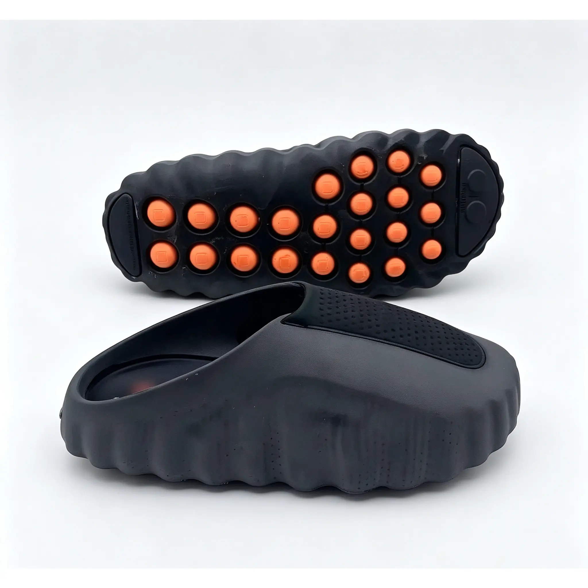 Thick Platform Massage Slide Slippers for Men Women, Non Slip Orange Dots Sole Closed Toe Clogs, Breathable Perforated EVA Slip On Shoes, Outdoor Indoor Cushion Recovery Walking Slides