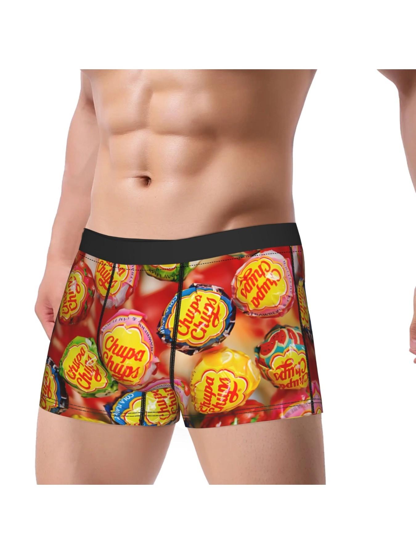 1 piece Chupa Chups Candy funny desgin Underpants Homme Panties Man Underwear Comfortable Shorts Boxer Briefs, Street Style Underwear