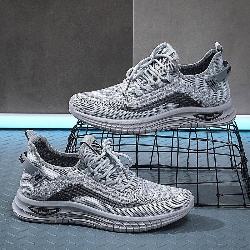 Men's Summer Thin Shoes 2026 New Versatile Mesh Running Shoes Breathable Sports Casual Flyknit Mesh Slip-On Shoes