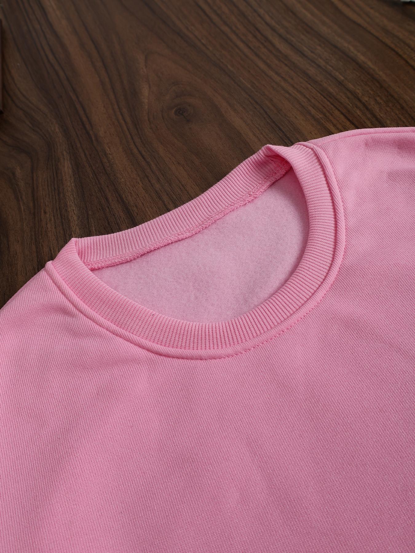 Women's Long Sleeve Pullover Sweater Set, Sweatshirts, Casual Fitted Round Neck Top, Fall & Winter Warm Clothing, Letter Pattern Design