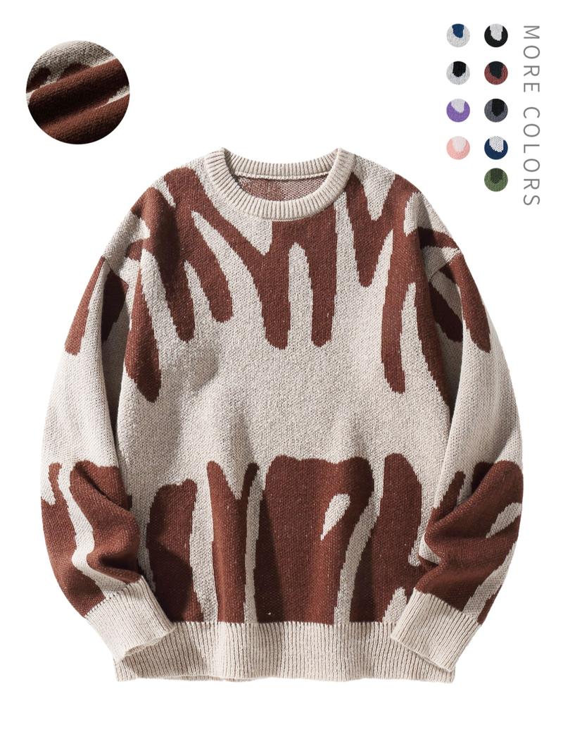 Unisex Men's Round Neck Drop Shoulder Hip Hop Sweater, Regular Fit All Over Print Long Sleeve Knitting Pullover, Drippy Outfits, Going Out Outfit Unisex Men's Round Neck Drop Shoulder Hip Hop Sweater, Regular Fit All Over Print Long Sleeve Knitting Pullover, Drippy Outfits, Going Out Outfit