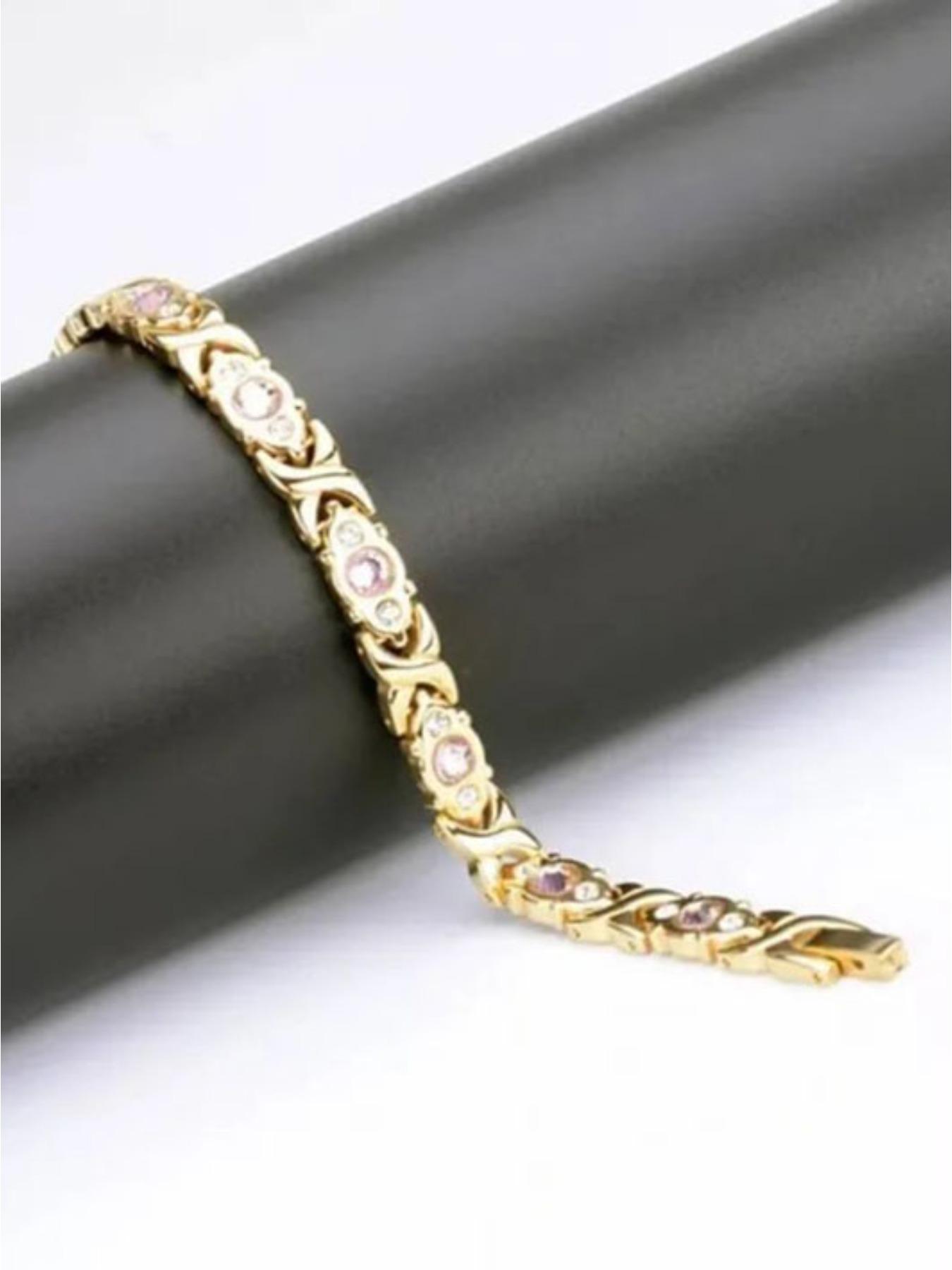 The gift for mom, energy magnet bracelet, eco-friendly alloy, adjustable ladies' wristband, magnetic bracelet, charming stainless steel bracelet, magnetic chain, pink crystal bracelet, Mother's Day gift