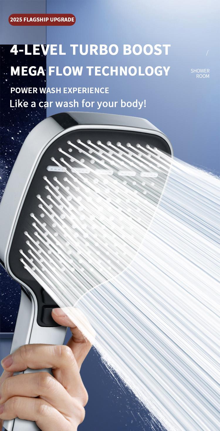 High-pressure multi-mode handheld showerhead&Square large-panel showerhead, power wash, shower head with ON/OFF switch for pets bath with 1.5m hose,shower bracket,Shower, bathroom supplies.