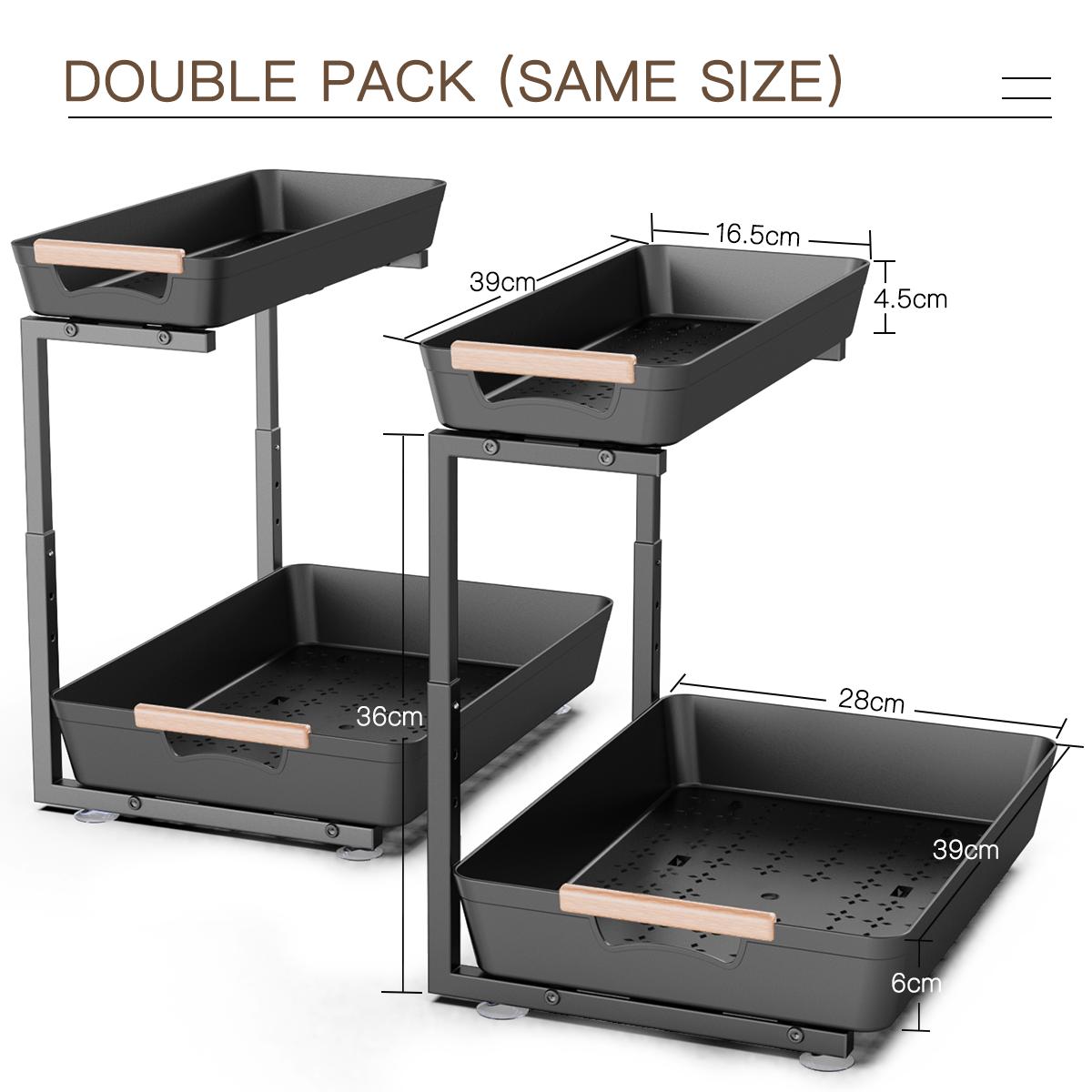 Metal Slide out Under Sink Organizers and Storage Shelves, Adjustable Pull Out Under Cabinet Organizer Shelf, Under Sink Storage for Kitchen/Bathroom