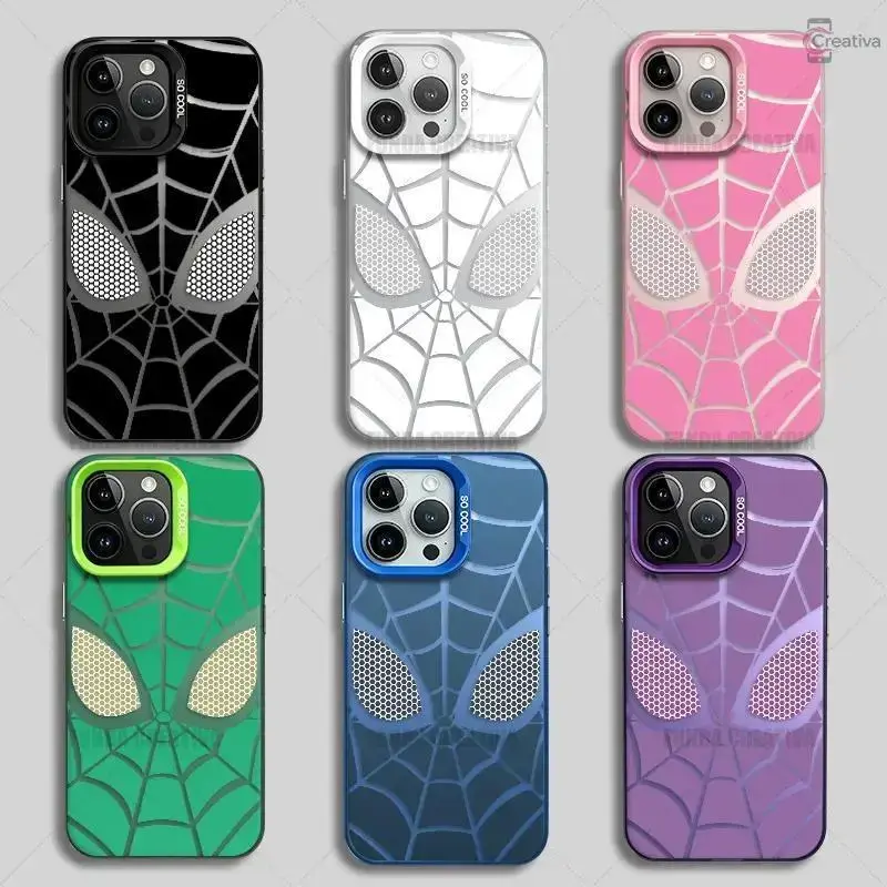 [Copy of] Creative Spider-Man Pattern Phone Case for iPhone 15 Pro, 16, 17 Pro Max, 13, 14 Plus, 12, 11, 17 Air. Shock-resistant, durable and impact-proof protective cover. Available in pink couple design. Compatible with Samsung A15, A55, A56, A54, A50,