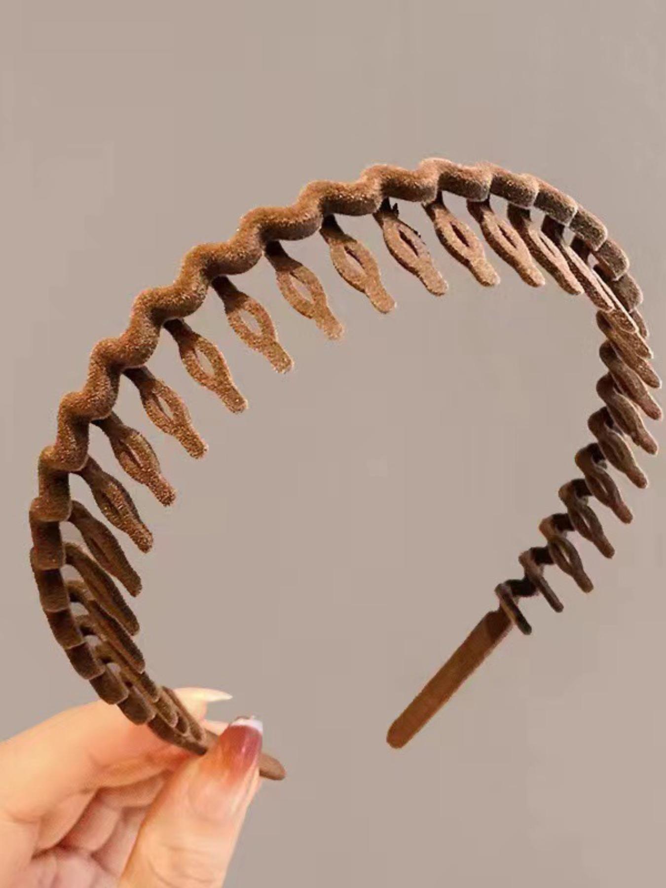 Luxe Petite Wavy Braided Headbands with Teeth, Non-Slip Textured Hair Hoops, Cute Wide Wavy Hair Accessories for Women & Girls