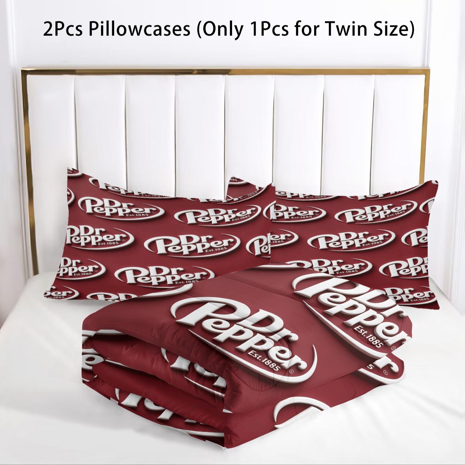 Dr.pepper Creative Design Quilt Set, Digital Print Bedding, Perfect for Young Adults' Bedroom Decor, Includes 1 Quilt and 1-2 Pillowcases