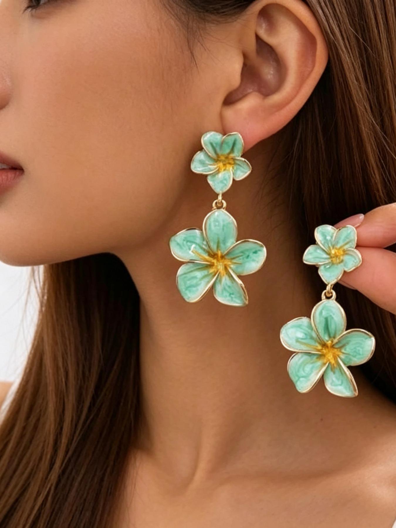 Elegant Flower Earrings for Women, Long Dangle Ear Jewelry, Chic and Versatile, Perfect for Any Occasion, High-End Style Accessories