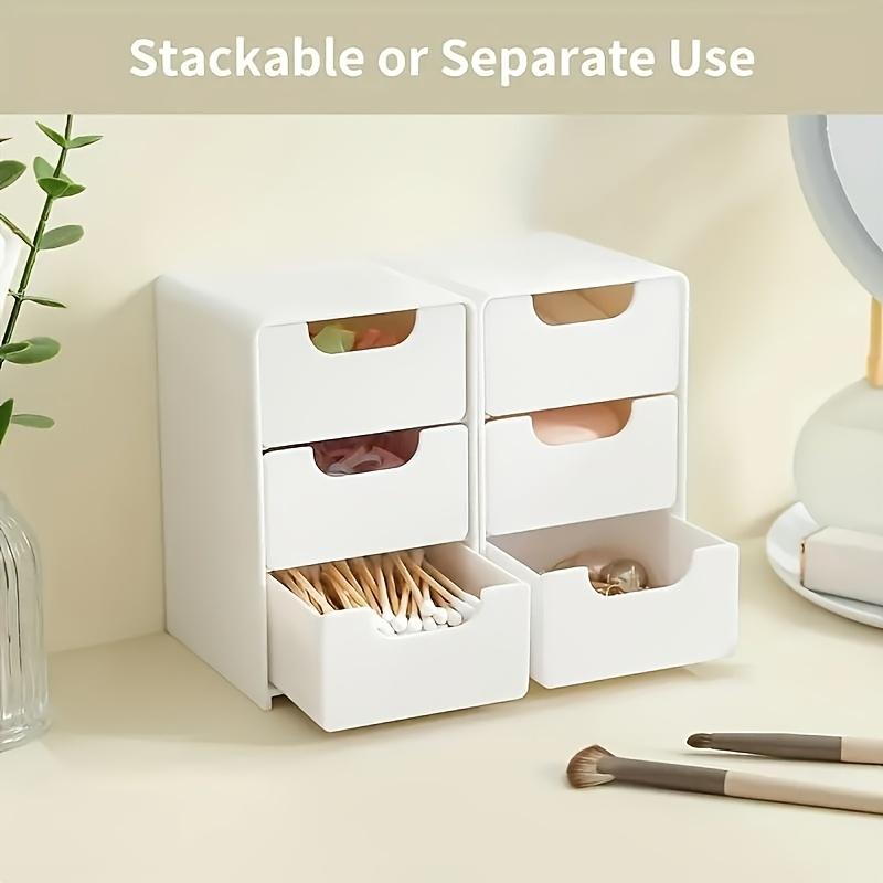 2-Piece Three-Tier Drawer Storage Box, Fashion Style, Hair Accessories Jewelry Organizer, Desktop Small Item Holder, Stackable Plastic, Multi Compartment, Jewelry Storage Unit