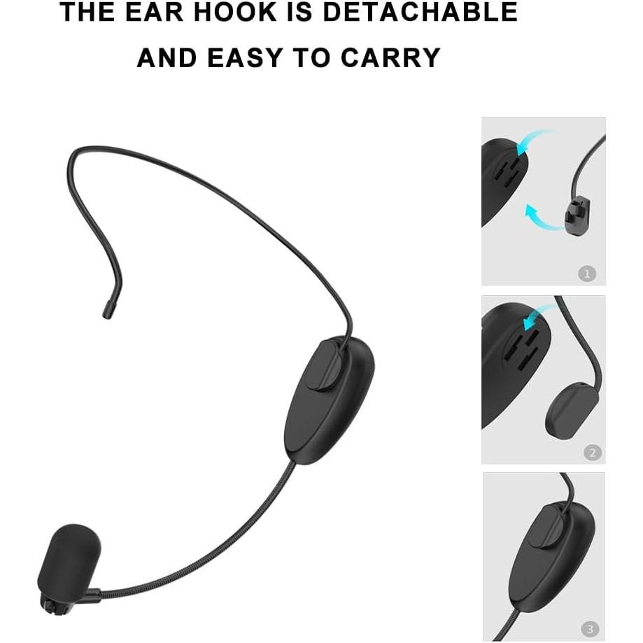 Microphone System, 2.4G  Headset Mics Ideal for Speakers, Voice Amplifier, PA System, Teacher, Tour Guides, Fitness Instructor