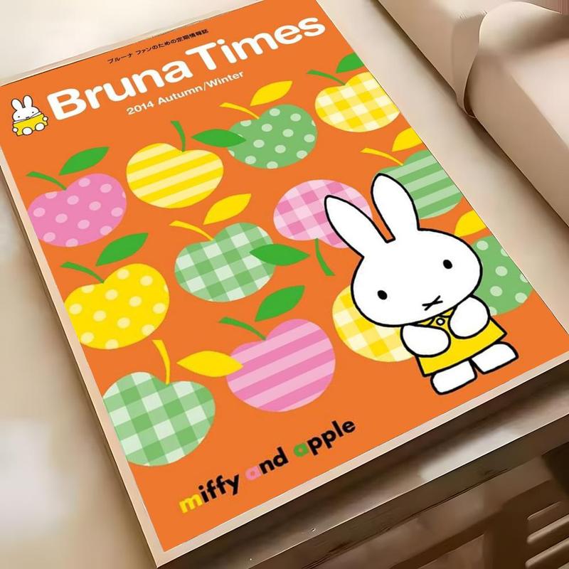 Cartoon Cute White Rabbit M-Miffy Poster Sticky Waterproof Wall Art High Quality Print Aesthetic Home Living Bedroom Decor Trendy Room Decoration Easy-To-Apply Gift Durable