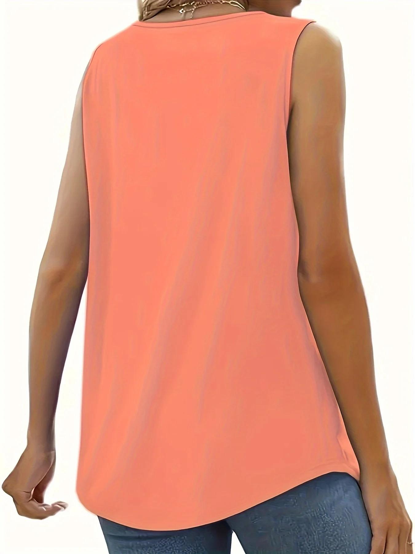 Spring Summer Solid Color Sleeveless Lace Trim Casual Vacation Top, Versatile Fashionable Women's Clothing, Comfortable and Stylish