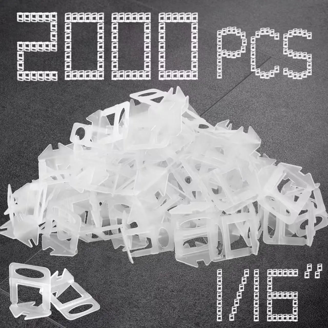 1/16" Tile Leveling System Spacers 2000 PCS Tile Leveling Clips Kit Prevent Tile lippage Leveler Spacers for DIY Tile and Stone Installation (1/16 IN, 2000)