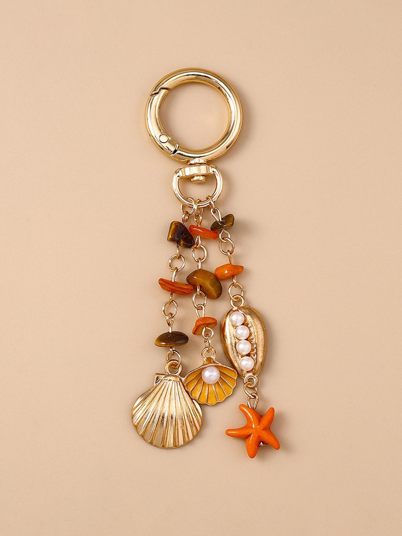 Colorful Starfish Shell Keychain, Cute Bohemian Style, Versatile Key Chain, Beach Bag Accessory, Unisex Design, Perfect Gift