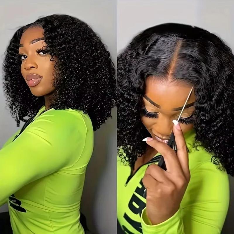 Short Bob Glueless Wigs Ready To Wear Deep Wave Curly Wigs Human Hair Wet and Wave 6x4 HD Lace Closure Wig For Women Pre Plucked 180%