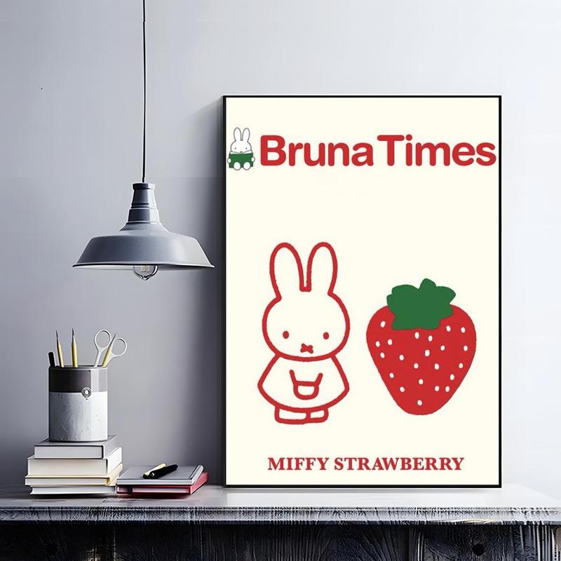 Cute Cartoon M-miffyS Poster HD self-adhesive fade-proof waterproof wrinkle-resistant poster stickers suitable for living room bedroom dormitory cafe bar background decoration wallpaper and gifts