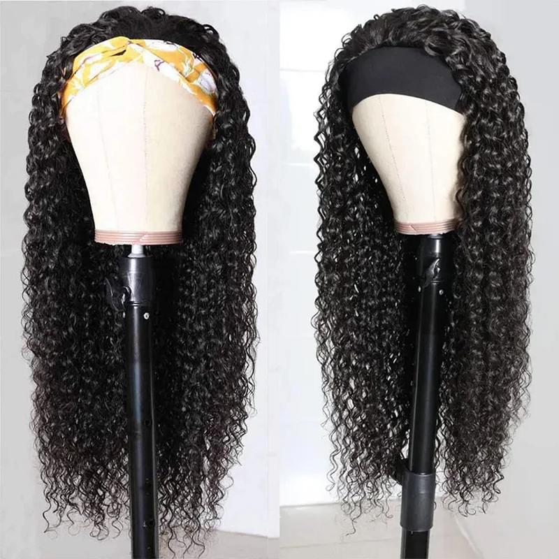 Bling Hair 180% Density Headband Wig Human Hair Kinky Curly No Glue Full Machine Made Brazilian Remy Human Hair Wigs For Women Glueless Design