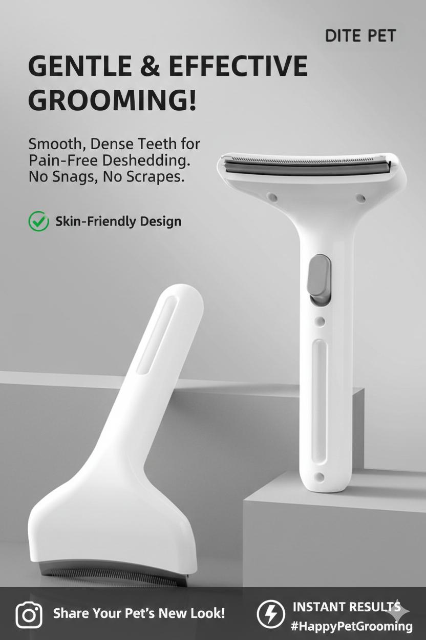 Cat Grooming & Deshedding Tool – One-Click Hair Removal Dematting Comb for Cats Grooming Brush