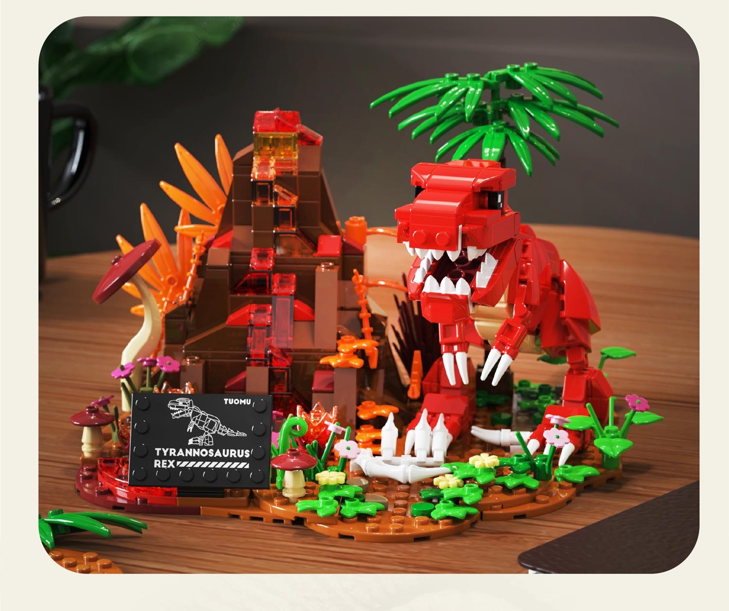 Cute T-Rex Building Block Set DIY Mini Dinosaur Model Desktop Decoration, Fun Creative Gift for Boys Girls Adults, Stress Relief Collectible